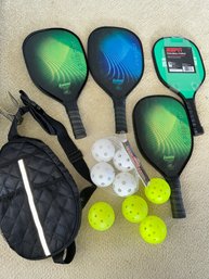 Pickleball Paddles, Balls, Bag