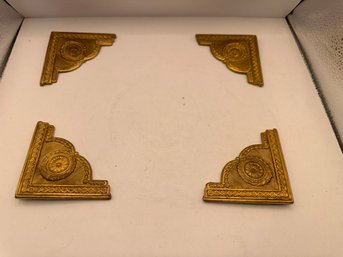 Antique Gilt Metal Desk Blotter Corners. Jennings Bros.