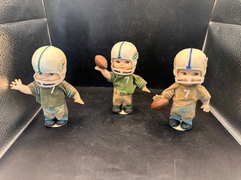Vintage 1960s Wind Up Football Player Dolls