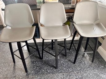 Lot Of THREE Swivel Armless Wood Counter Height Bar Stool