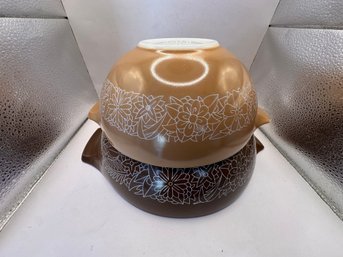 Vintage Pyrex Woodland Brown Cinderella Nesting Bowls