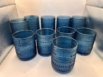 Lot Of TEN Blue Glassware
