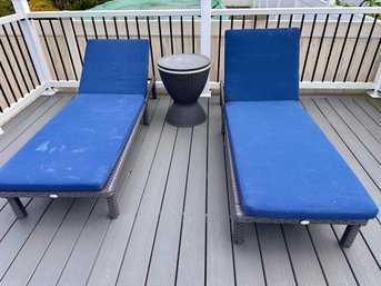 TWO Rattan Chairs Lounge Chairs With Coffee Table / Cooler