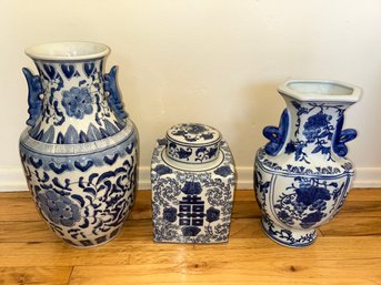 Blue & White Vase Trio
