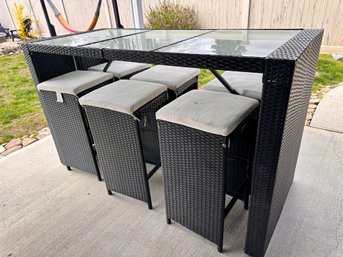 6-person Bar Height Dining Set Rattan Wicker