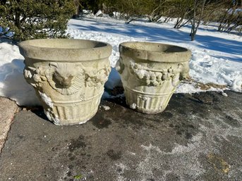 TWO Cement Planters - Large And Heavy