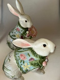 Fitz & Floyd Fauna And Flora Rabbit Figurines