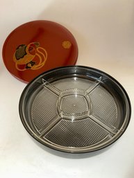 Vintage Japanese Lacquerware Divided Lazy Susan Serving Dish
