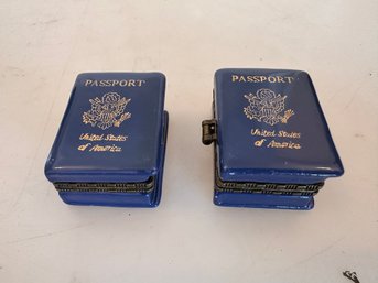Pair Of PASSPORT INTERNATIONAL TRAVEL TRIP TRINKET BOXES