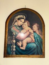 Madonna Della Seggiola Wooden Wall Plaque
