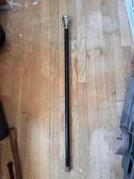 Antique Ornate Silver Top Walking  Cane