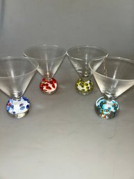 Murano Millefiori Ball Stem Cocktail Tumblers.