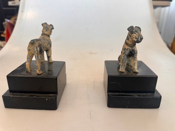 Antique Dog Bookends. Marble Base