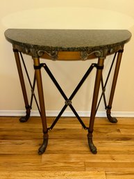 Granite Demi-lune Table With Brass Fish Feet