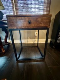 Wood End Table With Black Metal Legs