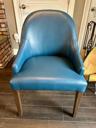 Blue Upholstered Chair With Wood Legs