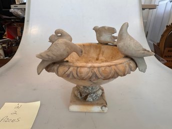 Marble Vintage Mini Bird Bath Cup, Marble Doves