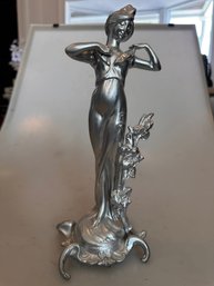 Art Nouveau Pewter Figurine   Shiny