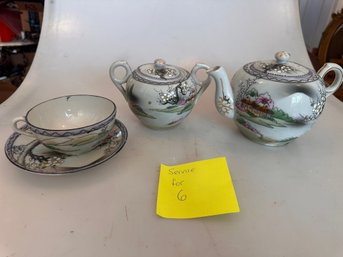 Vintage Japanese Handpainted Tea Set. Service For SIX