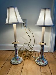 Pair Of Vintage Porcelain Lamps