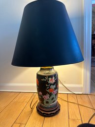 Vintage Chinese Black Porcelain Lamp