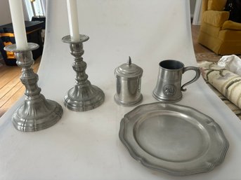 Pewter Collection Featuring 'Etains Du Manoir' French Pewter (some Pieces)