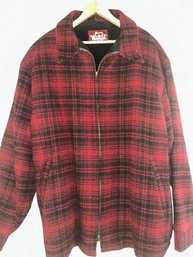 Vintage Woolrich Red And Black Plaid Wool Hunting Jacket Mens XL