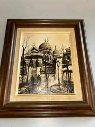 Vintage Mid-century Paris Street Scene Oil Painting