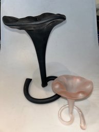 Vintage Art Glass Lily Trumpet Vases