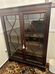 Antique Mahogany Display Cabinet With Glass Doors