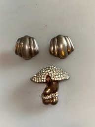 Sterling Pin & Clip On Earrings