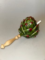 1970's Mancioli Majolica Artichoke Serving Sauce Dish