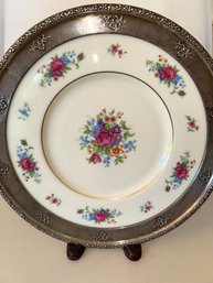 Lenox China Rose J300 Repousse Sterling Silver Rim Plate Vintage