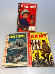 Three WORLD AROUND US Military Comics
