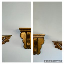 Set Of 4 Vintage Gold Mini Wall Shelves
