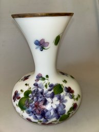 Vintage Hand Painted Milk Glass Vase