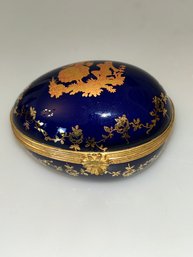 Egg Shaped Limoges Porcelain Trinket Box