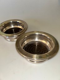1920s English Silver-Plated Wine Coasters