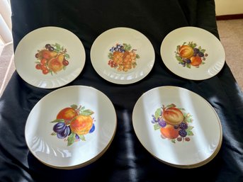 Lot Of TWELVE Bareuther Waldsassen Bavaria Germany Porcelain Fruit Plates VINTAGE