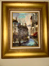 Oil Painting By Artist Caroline Burnett Parisian Street Scene 18x21
