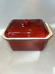 Emile Henry France Burgundy Covered Lidded Terrine Casserole Dish.