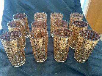 Lot Of TWELVE VINTAGECulver Cannella 22K Gold Highball Glasses
