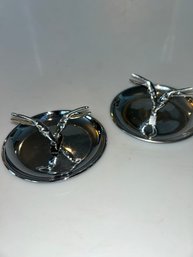 Art Deco-style Chrome Toucan/pelican  Ashtrays