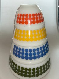 Vintage Pyrex Polka Dot Mixing Bowl Set