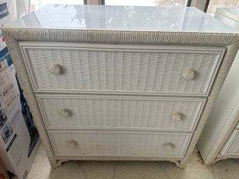 White Wicker Dresser With Glass Top