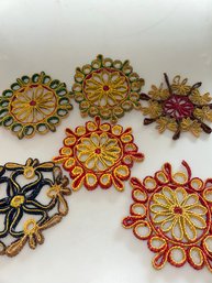 Lot Of Vintage Woven Raffia Or Straw Trivets