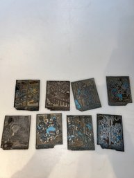 8 Antique Comic Strip Metal Block Original Plates