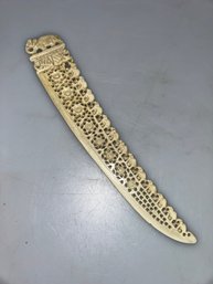 Vintage Cream Plastic Celluloid Intricate Letter Opener With Elephant And Flowers