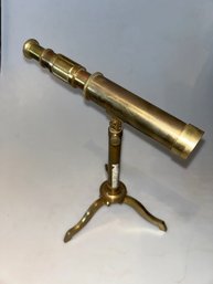 Vintage Brass Telescope On Tripod Stand -Desktop