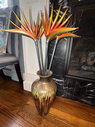 Metal Vase & Flowers